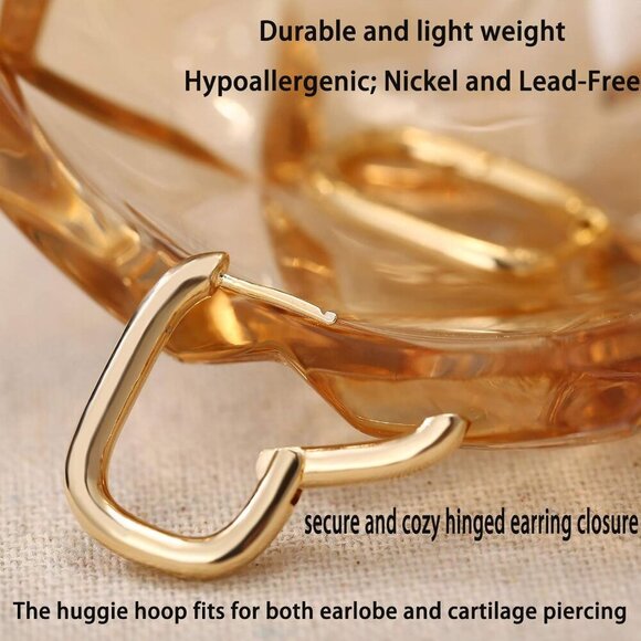 6 Pairs Chunky Gold Hoop Earrings Set for Women 14K Gold Plated Hypoallergenic T - Picture 6 of 6